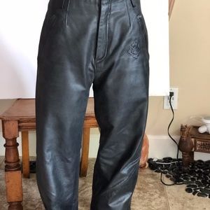 Harley Davidson Black Leather Bootcut Riding Pants